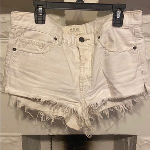 Free people white fringe Jean shorts